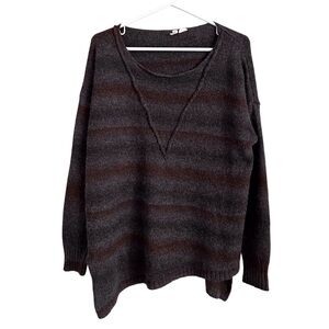 Anthropologie Moth Brown Sweater Stripe Asymetrical Boho Earthy Granola Medium